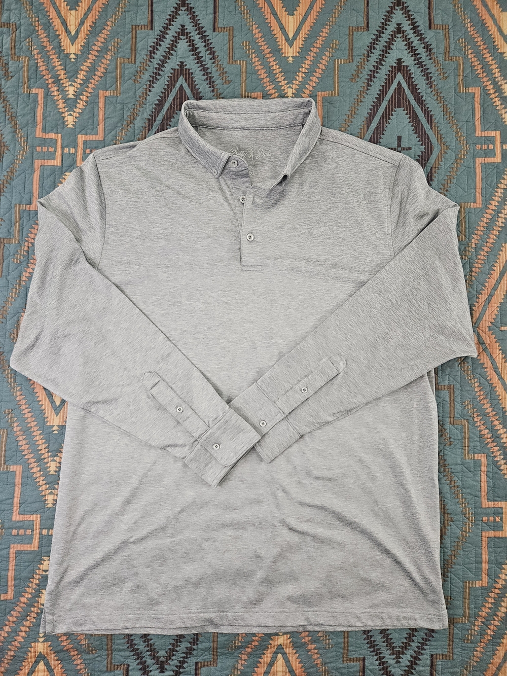Bobby Jones Heather Gray Long-Sleeve Polo